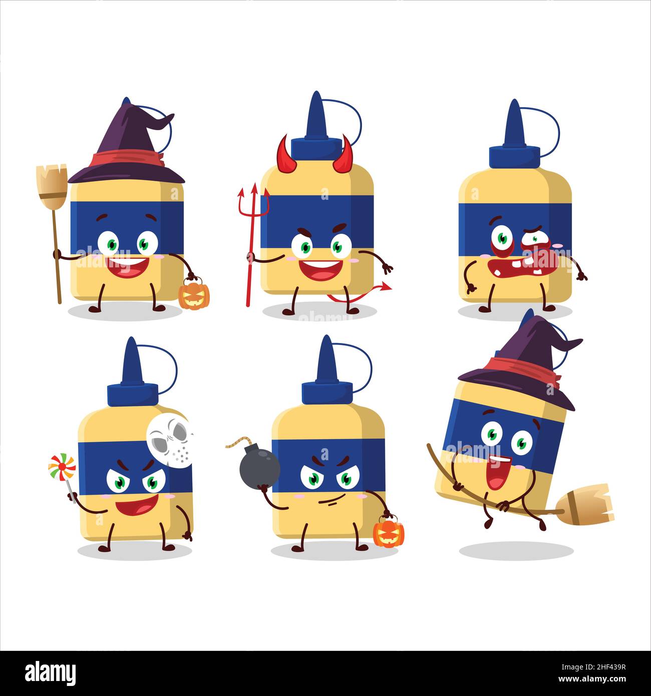 Halloween expression emoticons with cartoon character of paper glue ...