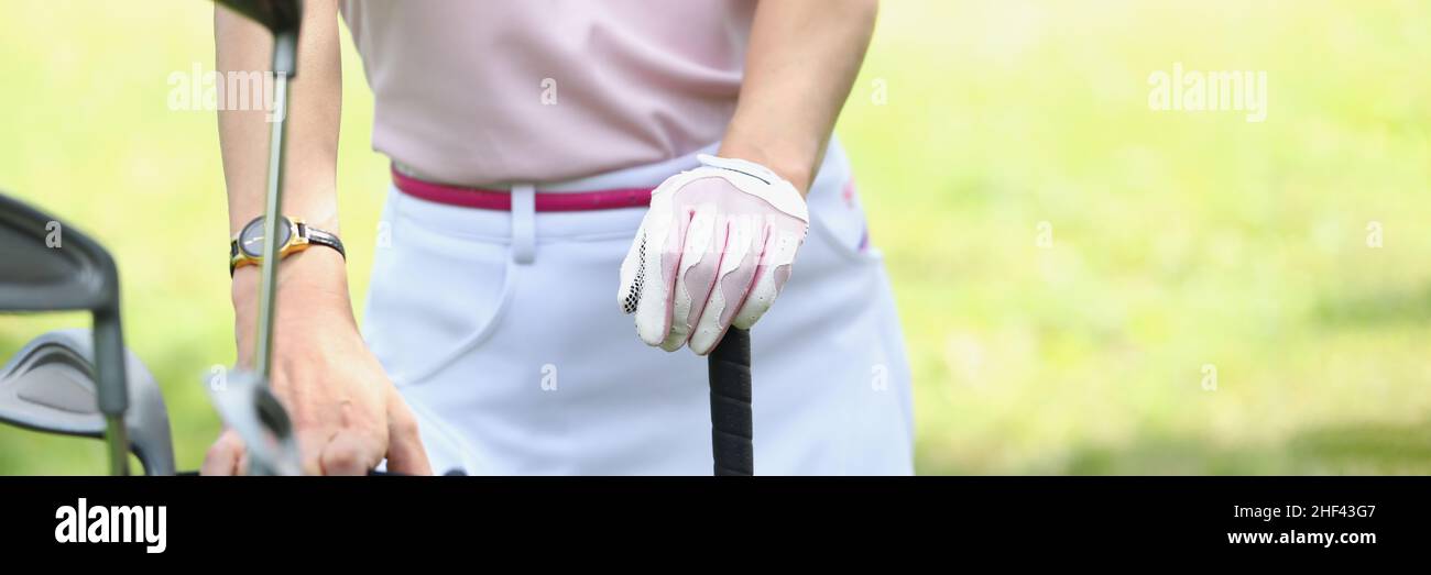 Cropped picture of woman in outfit Stock Photo