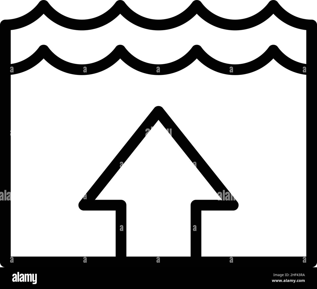 Warming sea level icon outline vector. Flood change. Climate water Stock Vector