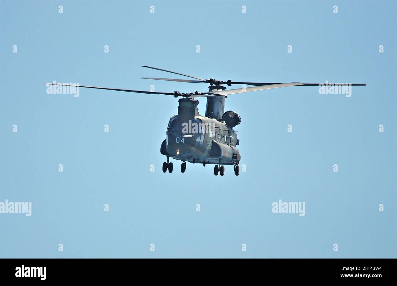 Chinook helicopter at the sky party in Mataro in the Maresme region, province of Barcelona,Catalonia,Spain Stock Photo