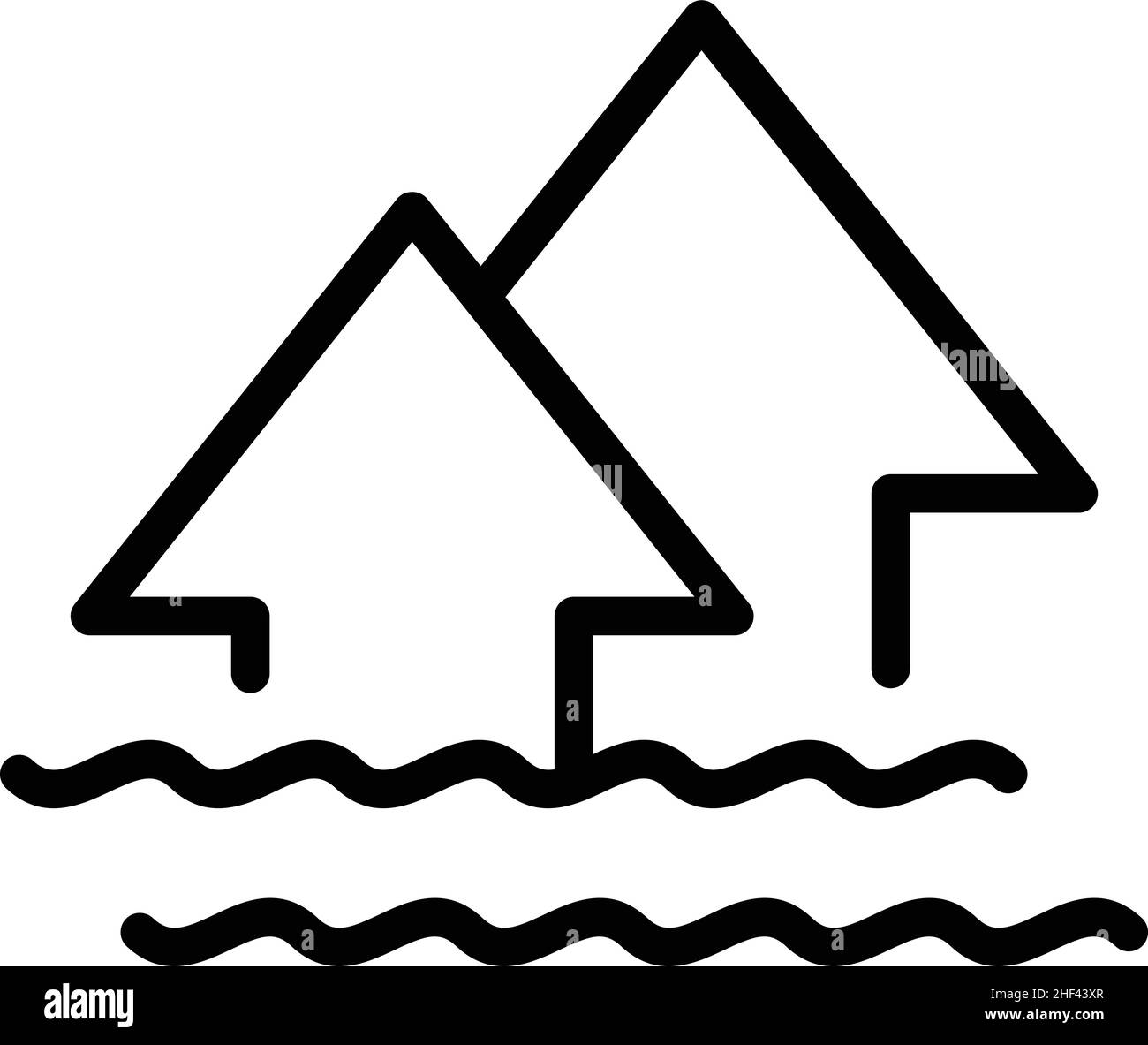 Rise sea level icon outline vector. Ocean water. Low warming Stock Vector