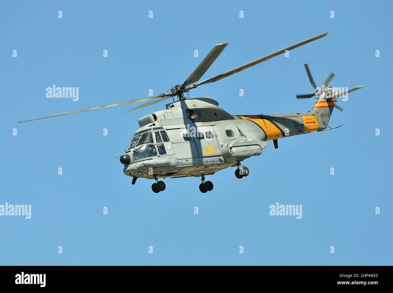 SAR search and rescue helicopter at the sky party in Mataro in the Maresme  region, province of Barcelona, Catalonia, Spain Stock Photo - Alamy