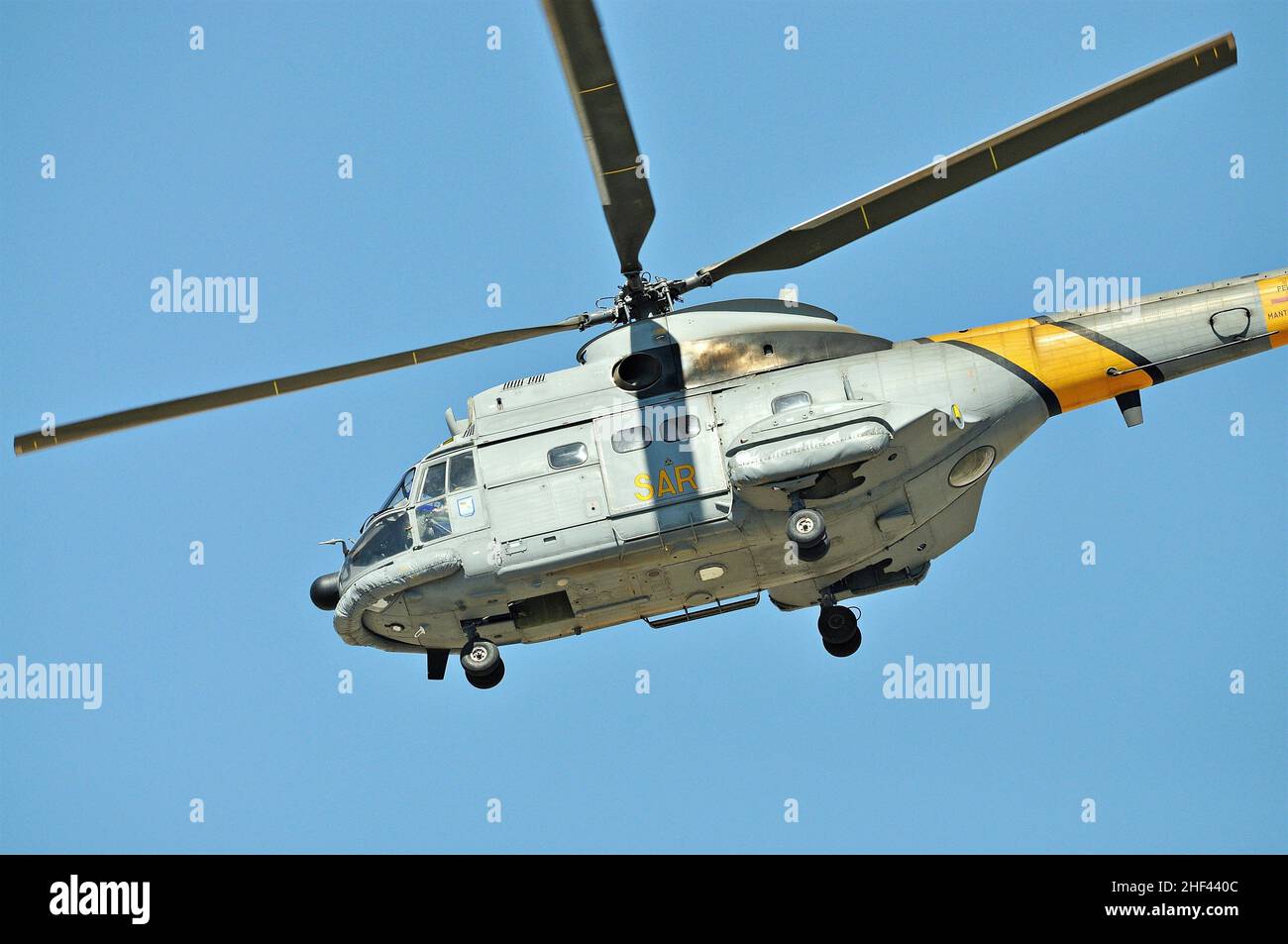 SAR search and rescue helicopter at the sky party in Mataro in the Maresme  region, province of Barcelona, Catalonia, Spain Stock Photo - Alamy