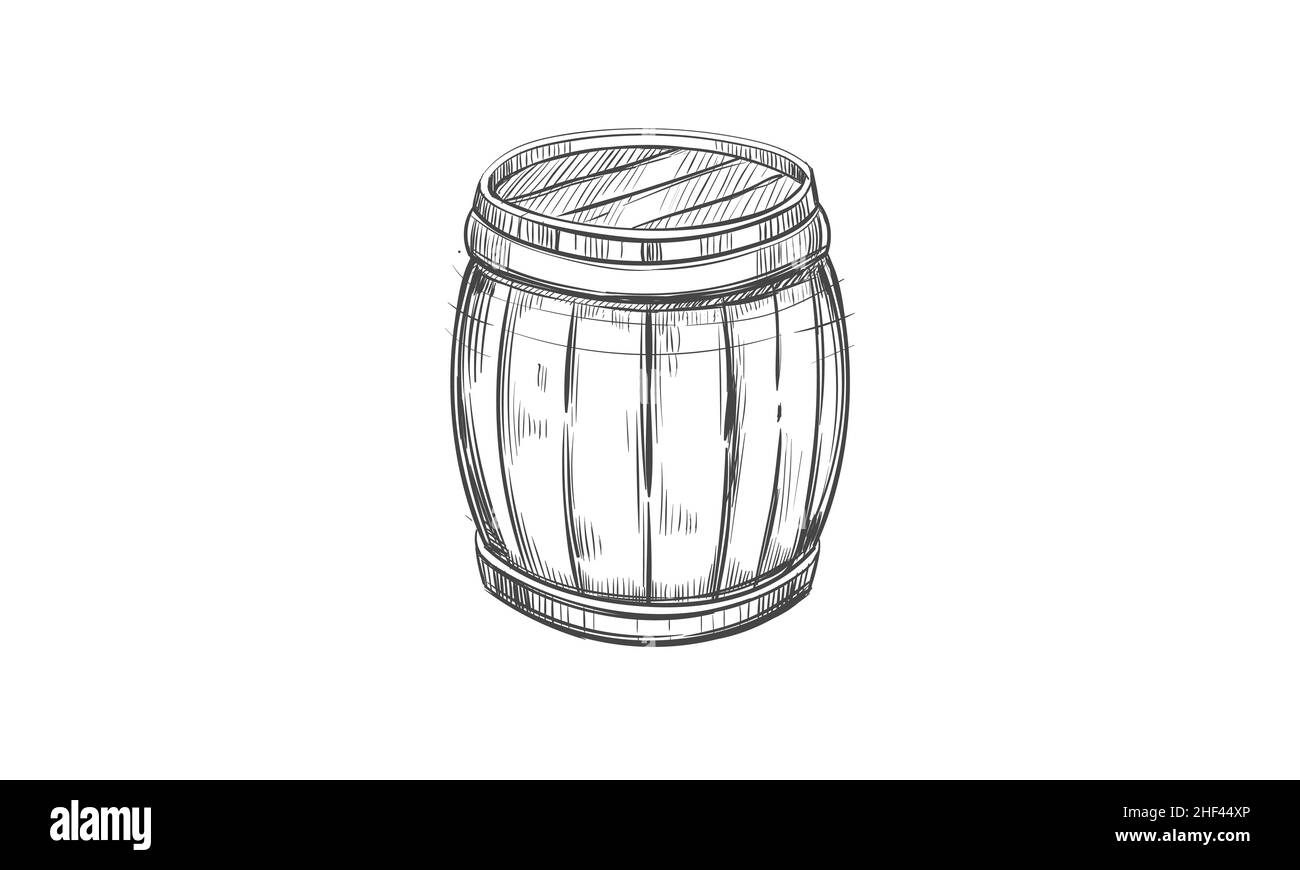 Vector set casks on a white background. Illustration of a drum, isolate object. Stock Vector