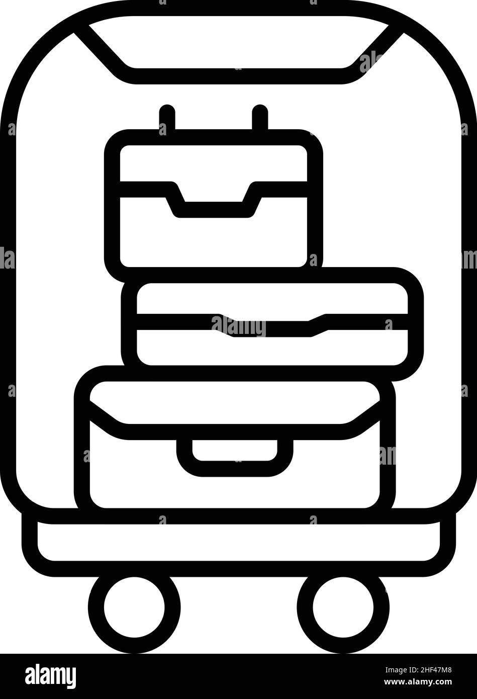 Airport luggage trolley icon outline vector. Hotel suitcase. Cart travel Stock Vector Image