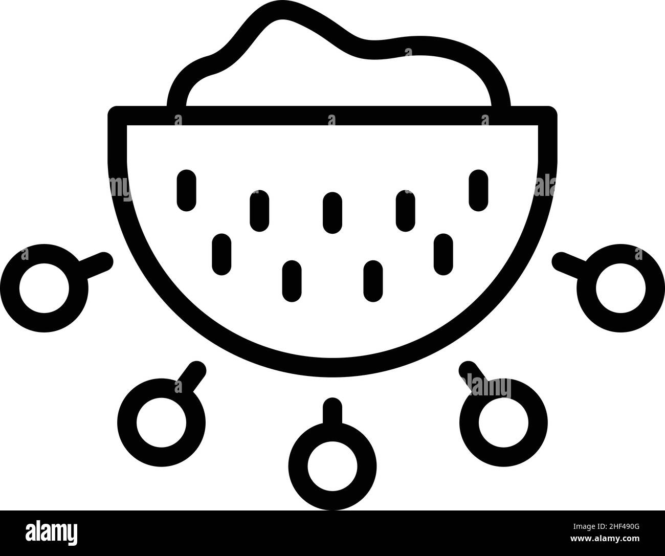 Hand colander icon outline vector. Kitchen utensil. Cooking strainer ...