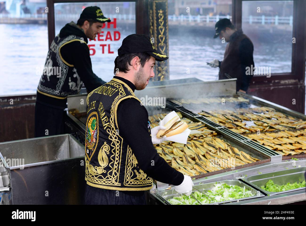 Mackerel fish grilled for the famous fish sandwiches served from