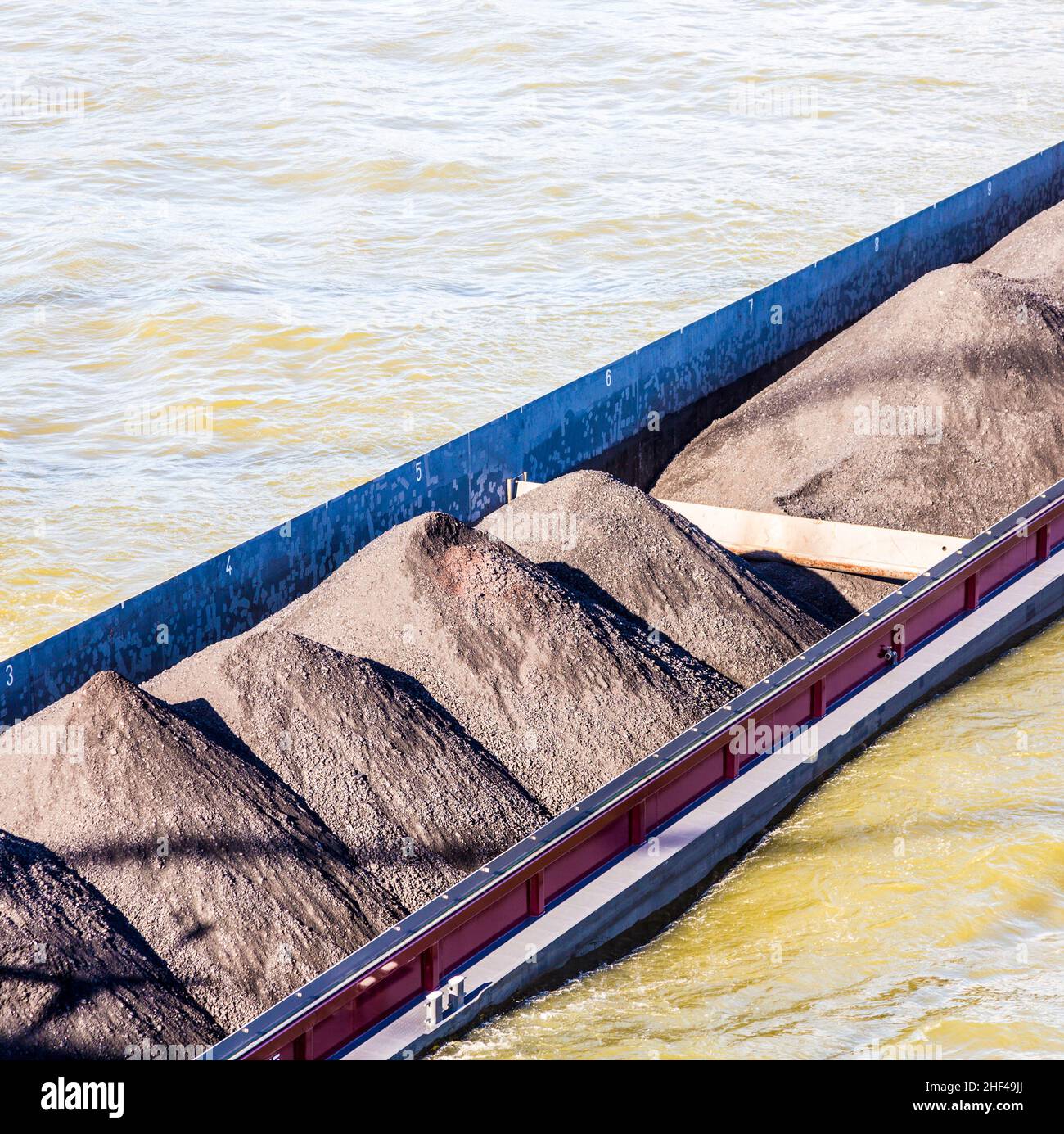 heavy loaded freight ship in Cologne at river Rhine Stock Photo Alamy