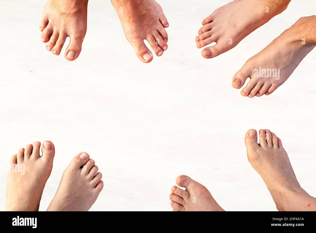 feed of the family, father, mother  and two suns with white background Stock Photo