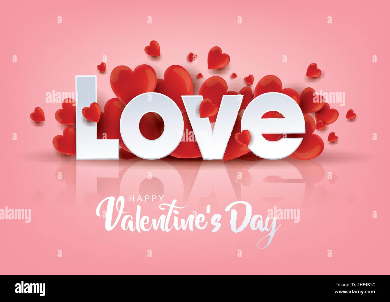 happy valentines day poster with group of heart. vector illustration ...