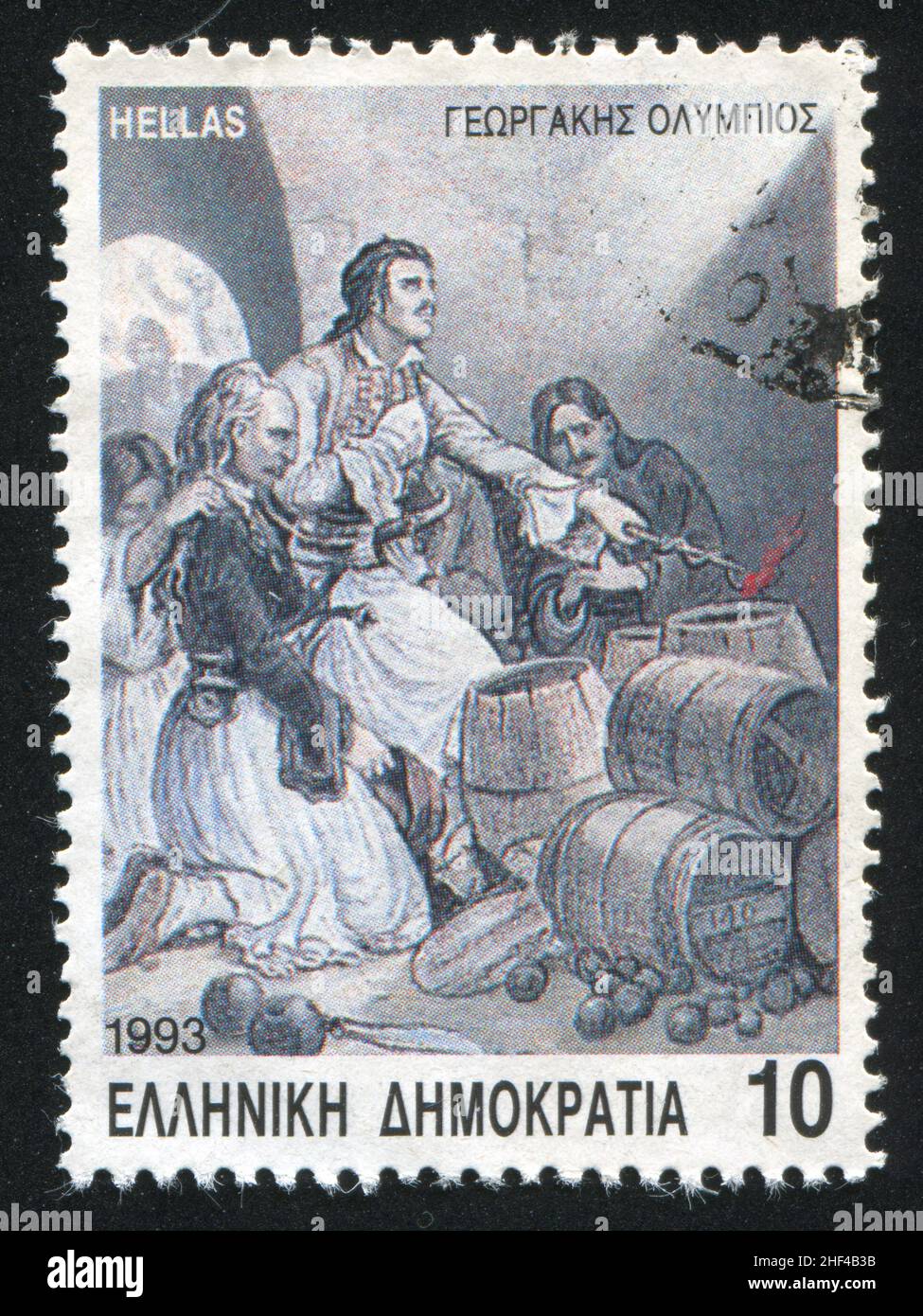 GREECE - CIRCA 1993: stamp printed by Greece, shows Death of Georgakis Olympios, circa 1993 Stock Photo