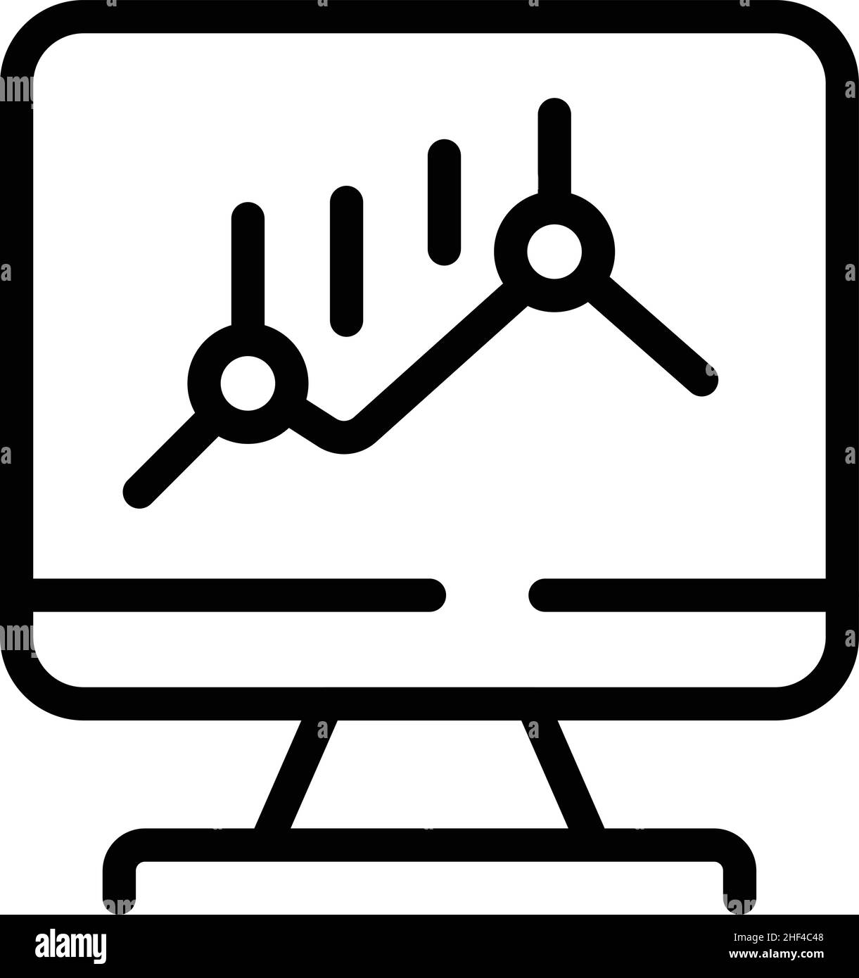 Monitor graph result icon outline vector. Data research. Glass finance ...