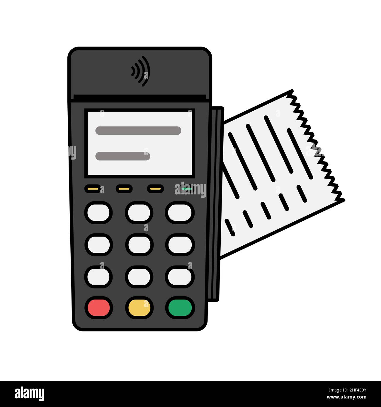 Bank terminal in flat style on a white isolated background. Purchase check. Stock Vector