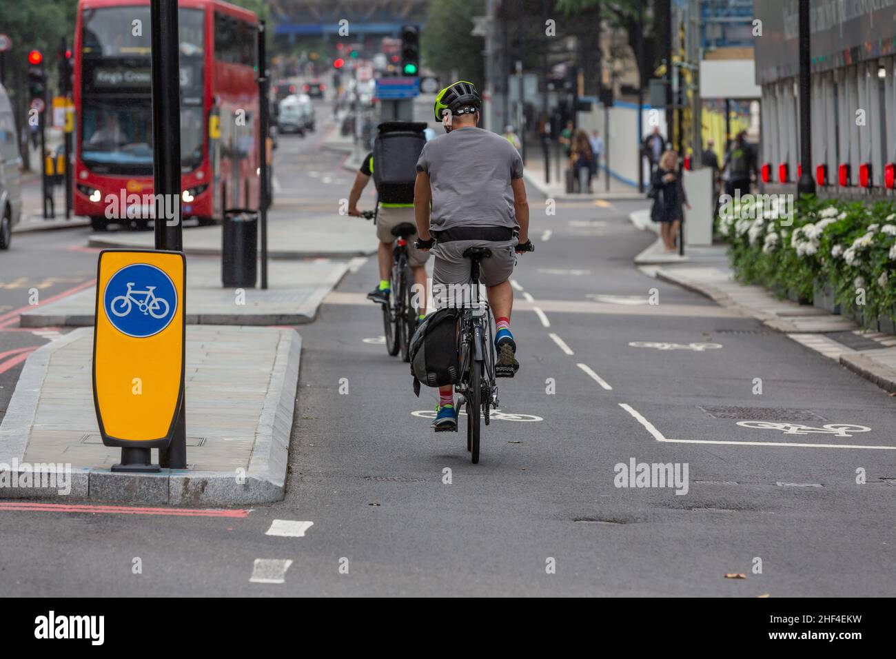cyclists on London cycle superhighway Stock Photo
