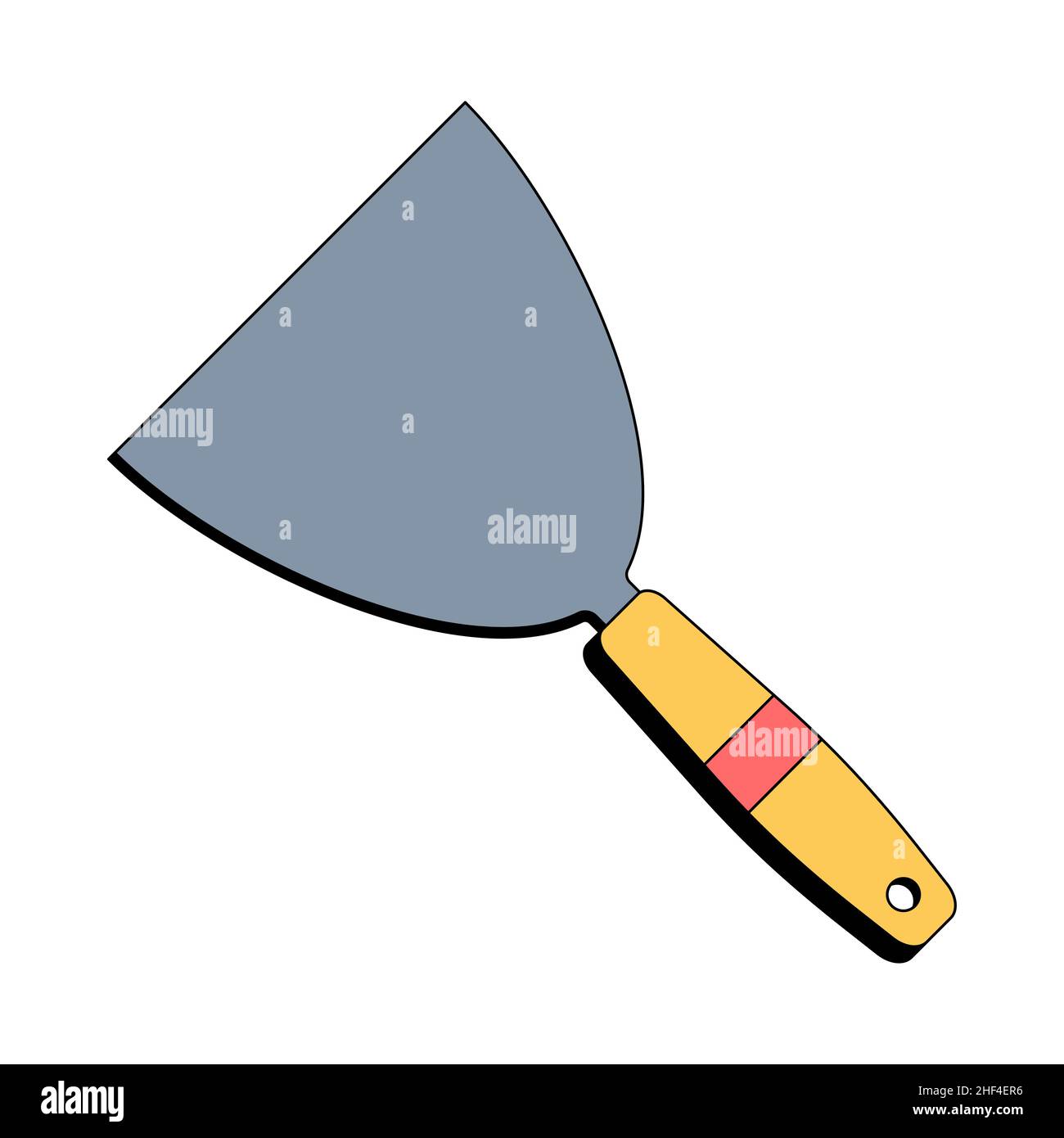 Yellow putty knife, spatula. Building tool. Construction equipment