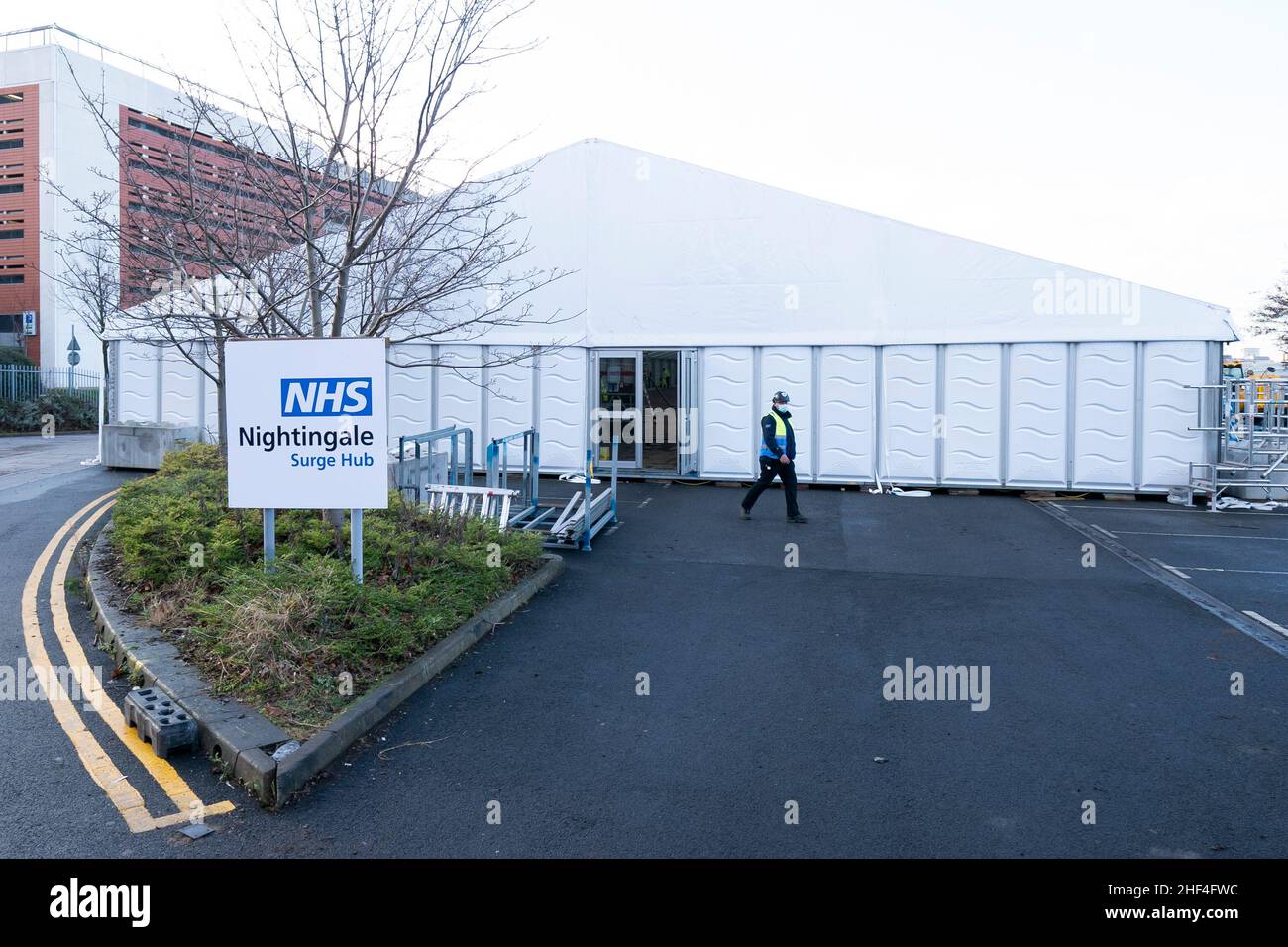 Leeds, Britain. 13th Jan, 2022. A nightingale surge hub is seen on the