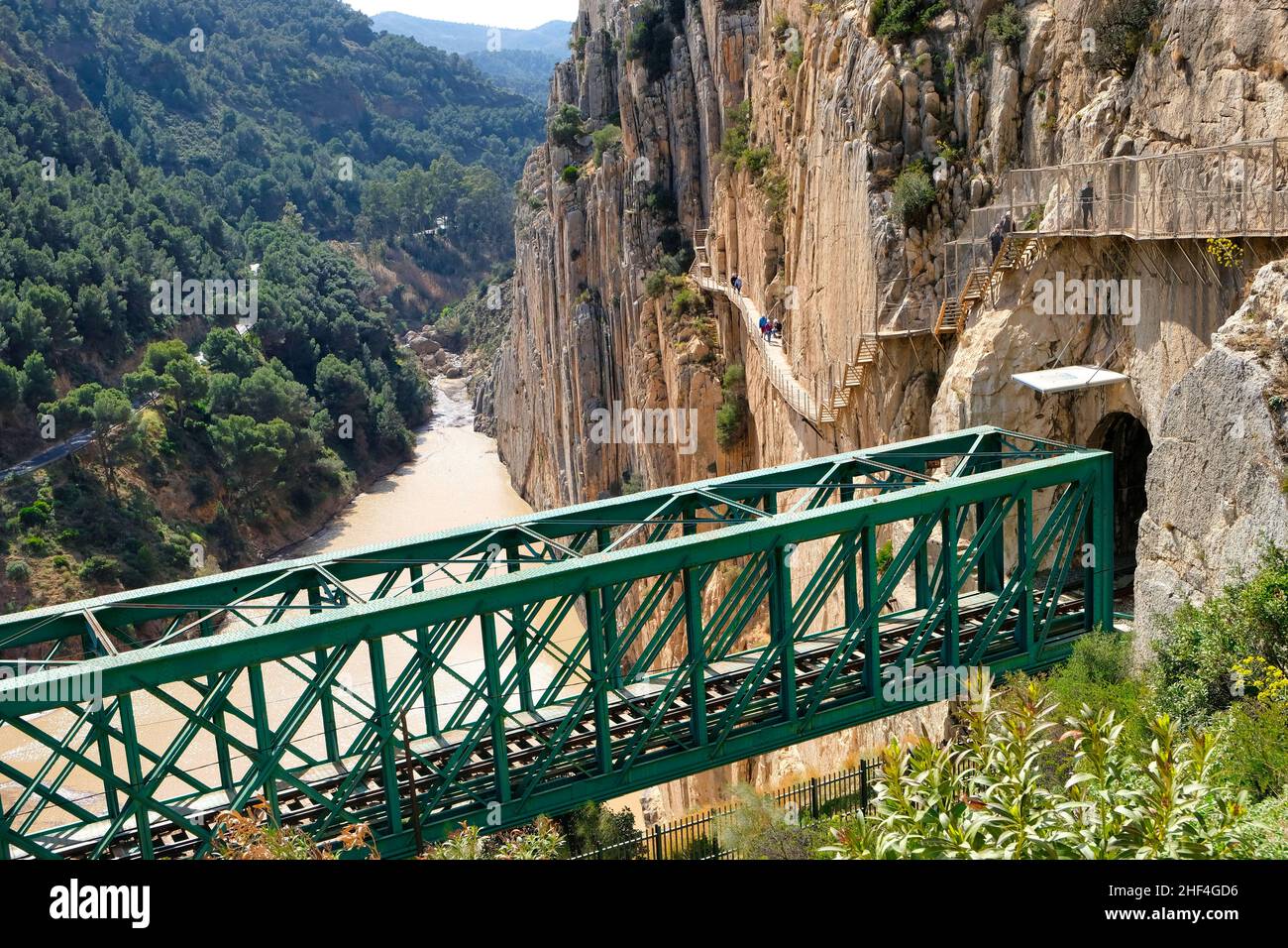 Elevated railway near the dangerous path in the Caminito del Rey in Malaga (Spain Stock