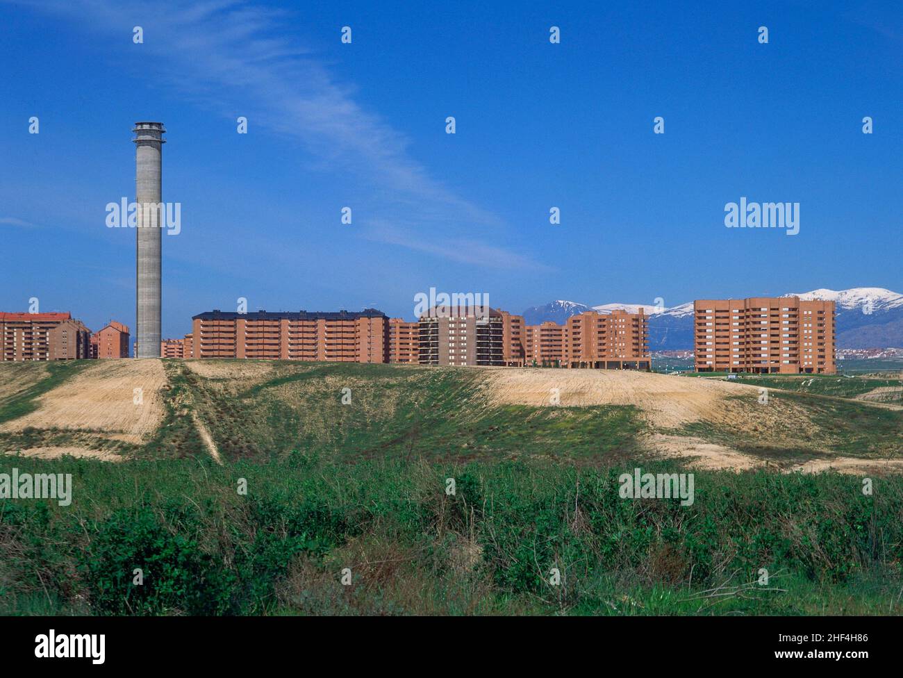 VISTA CON LA CHIMENEA. Location: EXTERIOR. TRES CANTOS. MADRID. SPAIN. Stock Photo