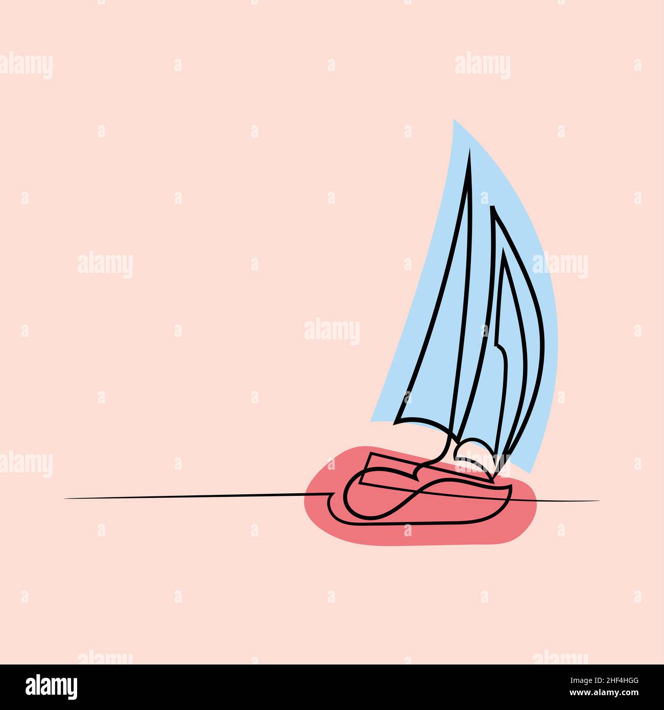 Ship  illustration. Ship one line art. Stock Photo
