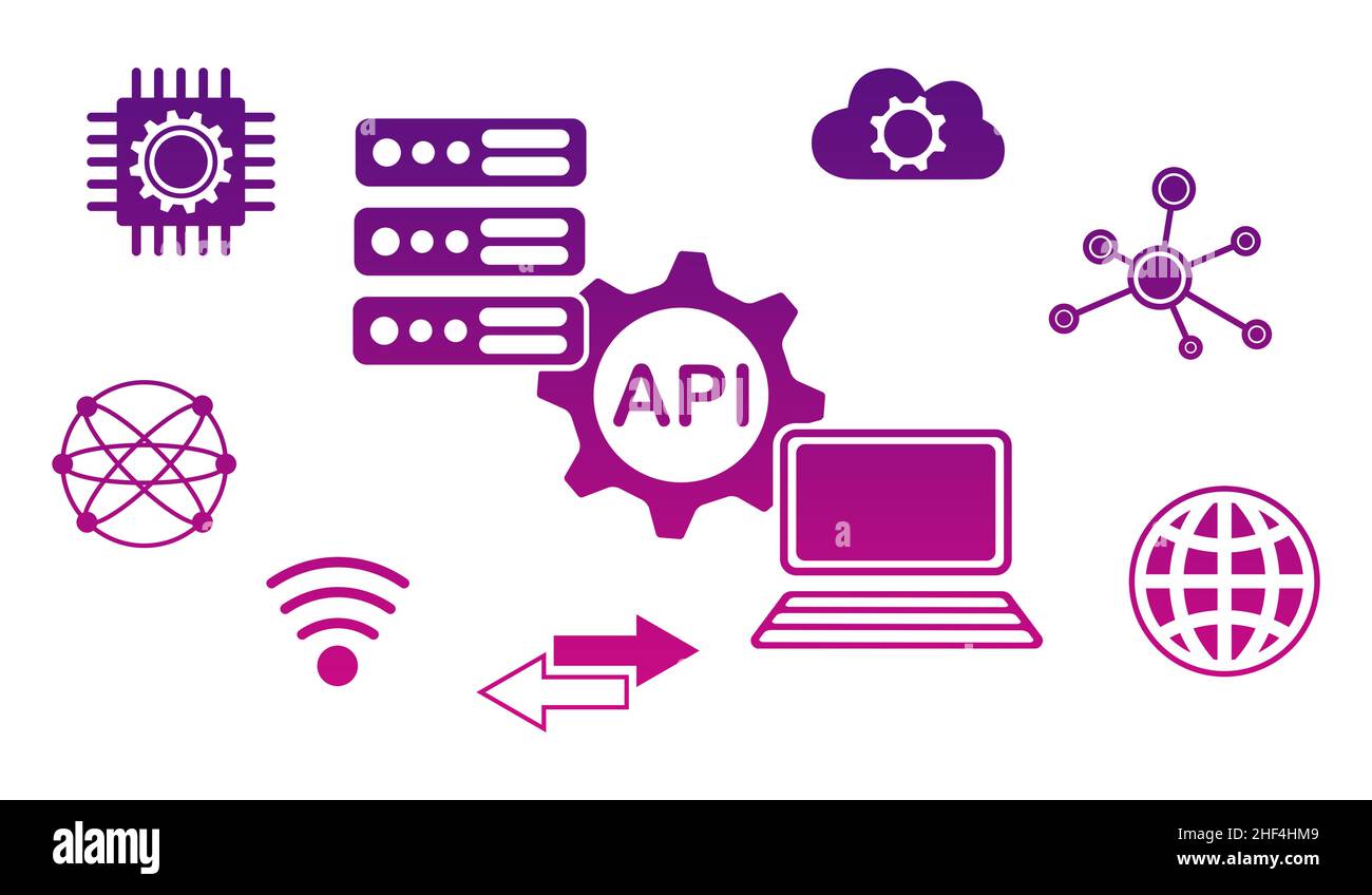 Illustration of an api concept Stock Photo - Alamy