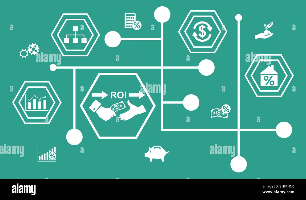 Concept of roi with connected icons Stock Photo - Alamy
