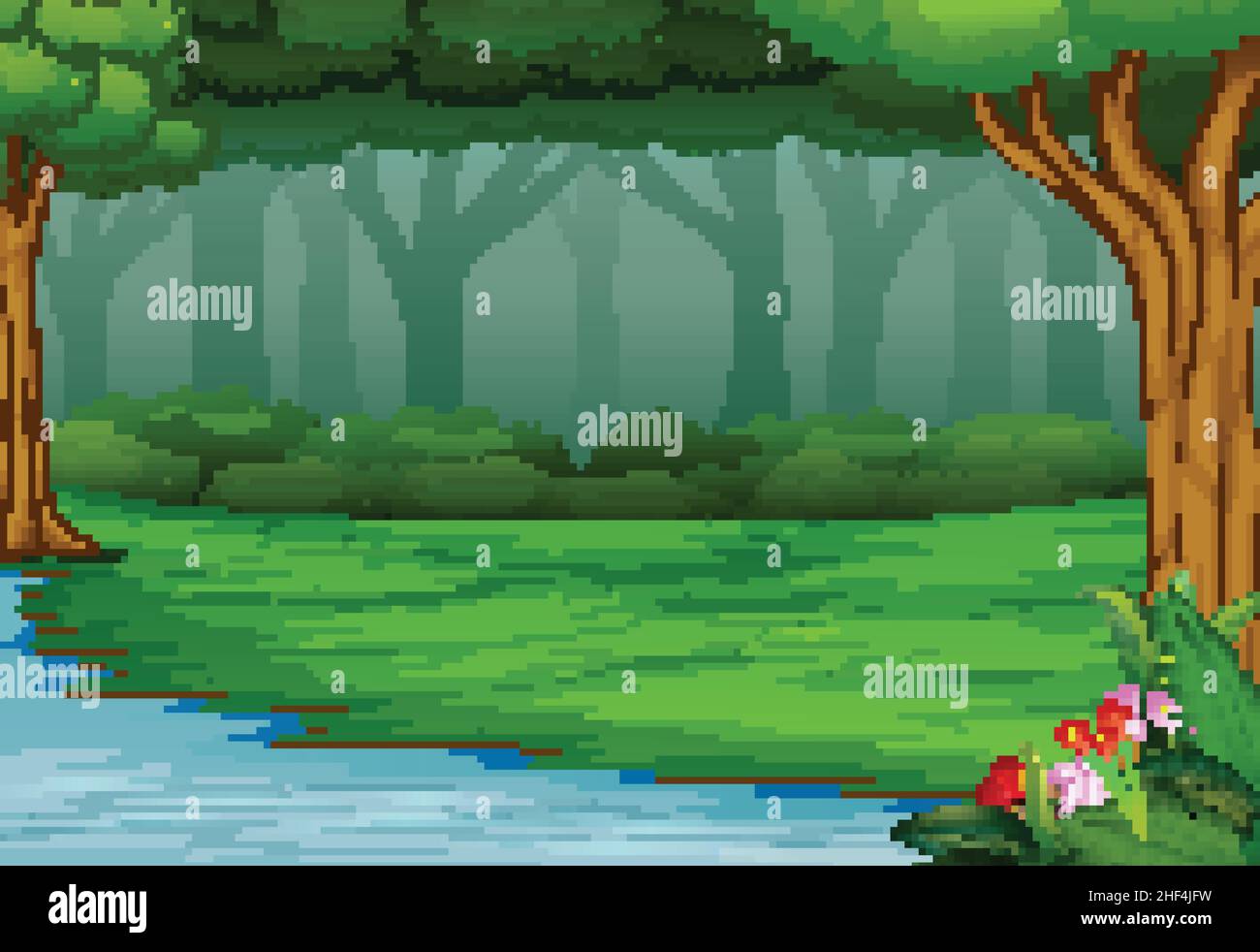 View of the beautiful park by the river Stock Vector Image & Art - Alamy