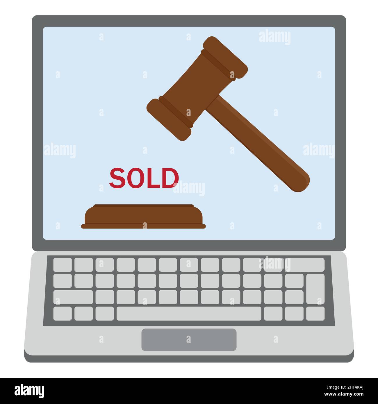 Online auction via laptop, color vector isolated illustration Stock ...
