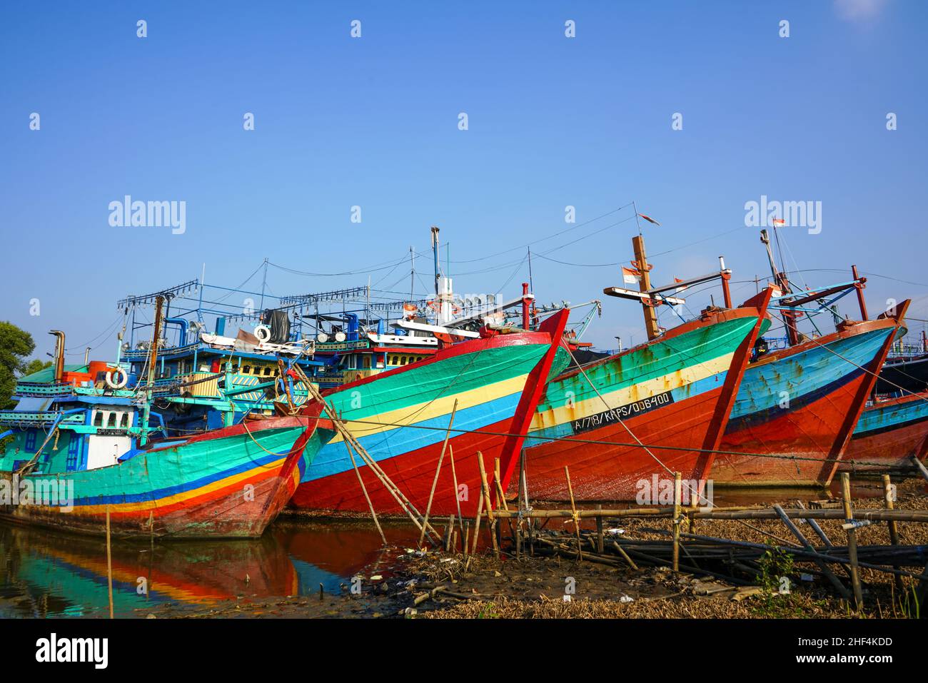 Pati, Indonesia - July, 2021 : wooden fishing boat is parked at the ...