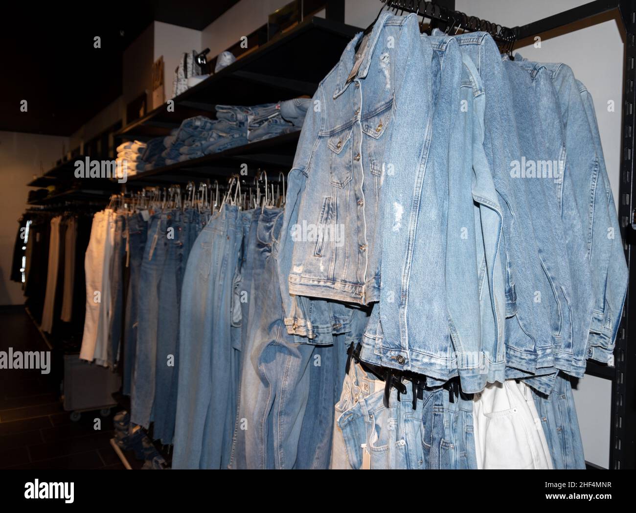 Denim jacket jeans hanger hi-res stock photography and images - Alamy