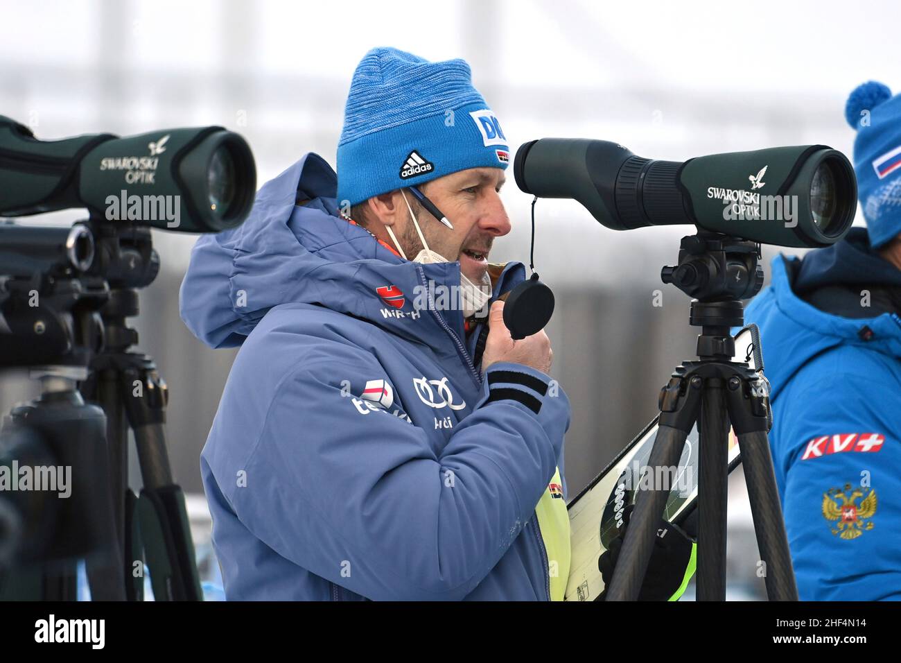 Federal coach Mark KIRCHNER (GER), single image, trimmed single motif, half figure, half figure. IBU Biathlon World Cup 10 km men's sprint on January 13th, 2022 in Ruhpolding, season 2021/22. Stock Photo