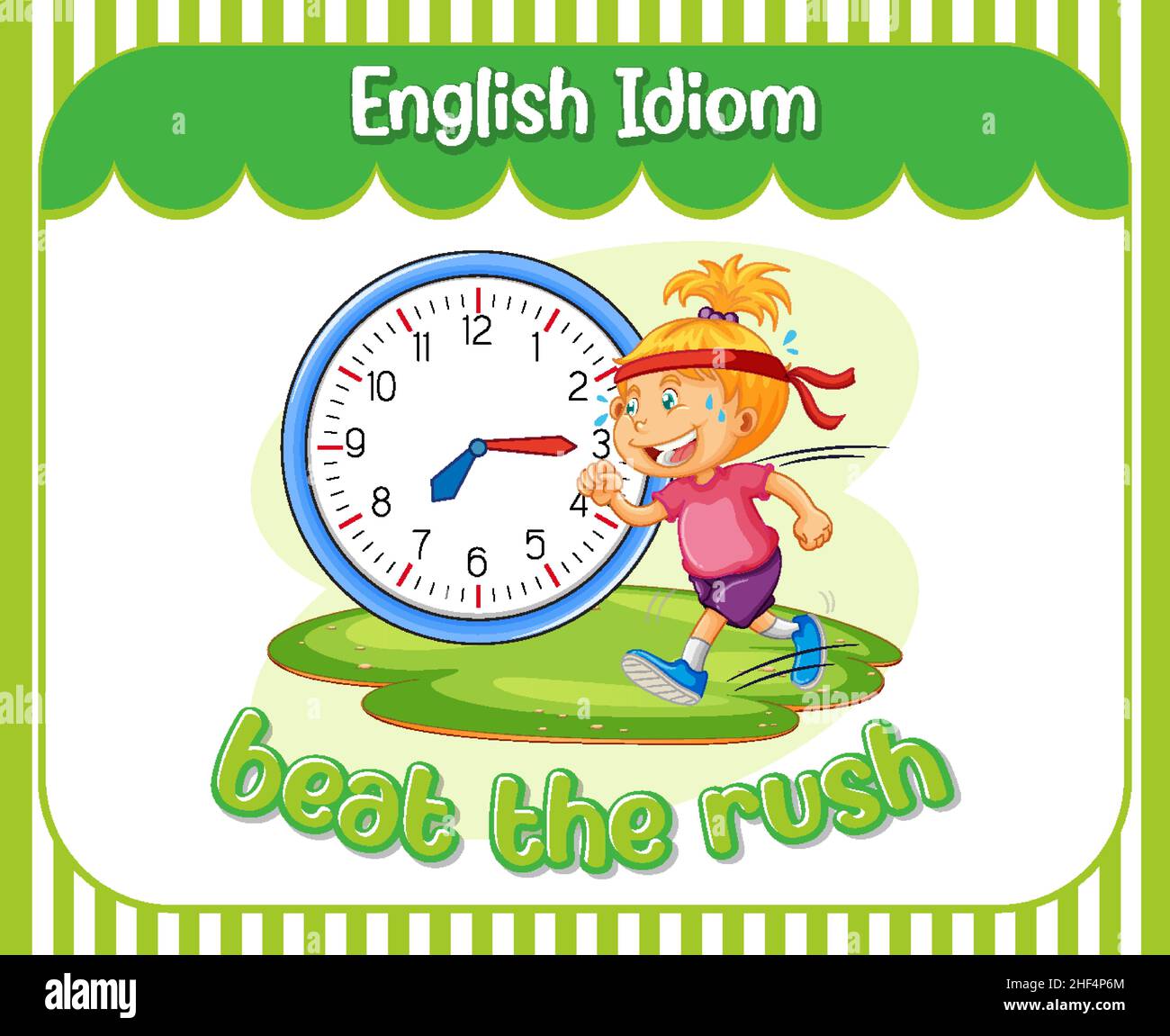 English idiom with picture description for beat the rush illustration
