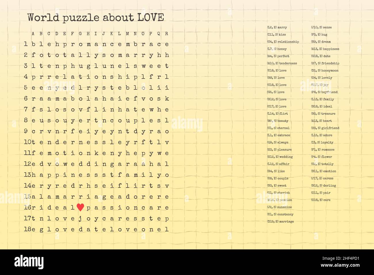 Valentines day word puzzle crossword find the listed words about love