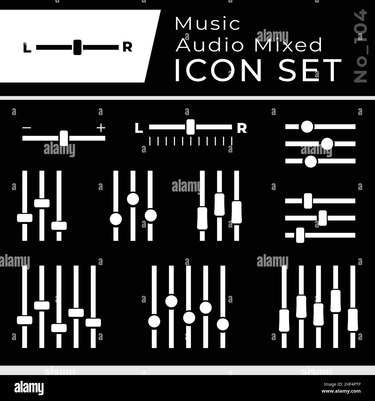 Audio mixer icon set. Equalizer icon collection. Vector and