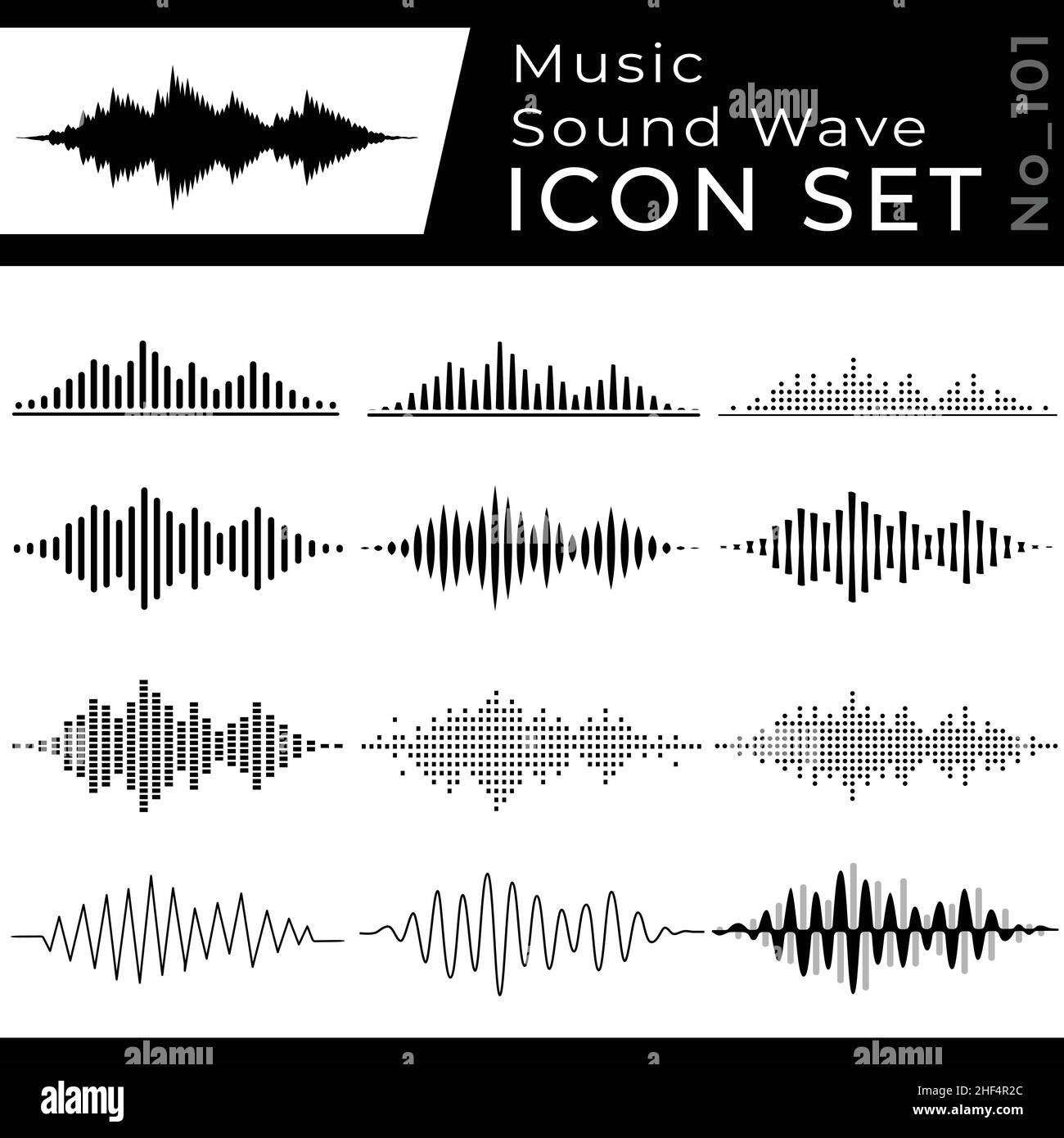 Sound waves icon set. Music sound wave equalizer vector design