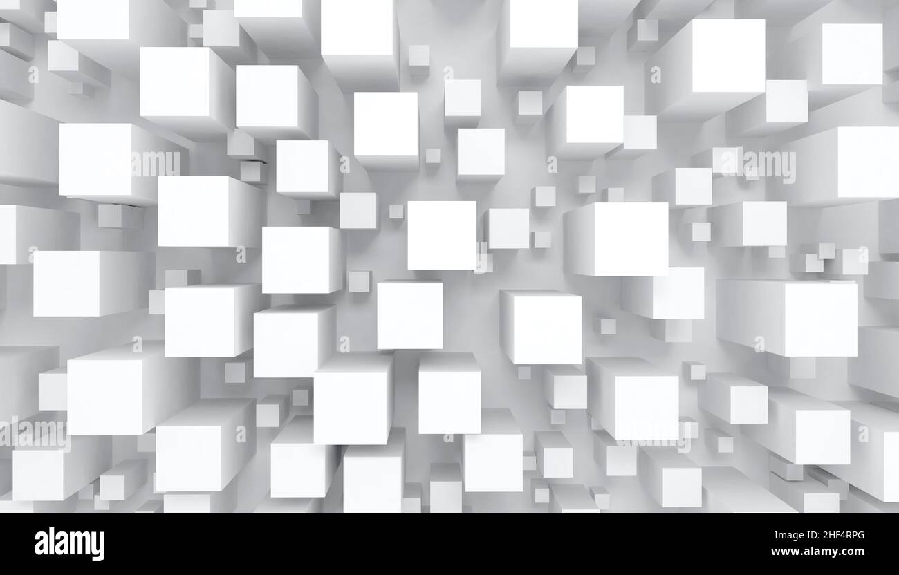 White cubes geometry top view Stock Photo