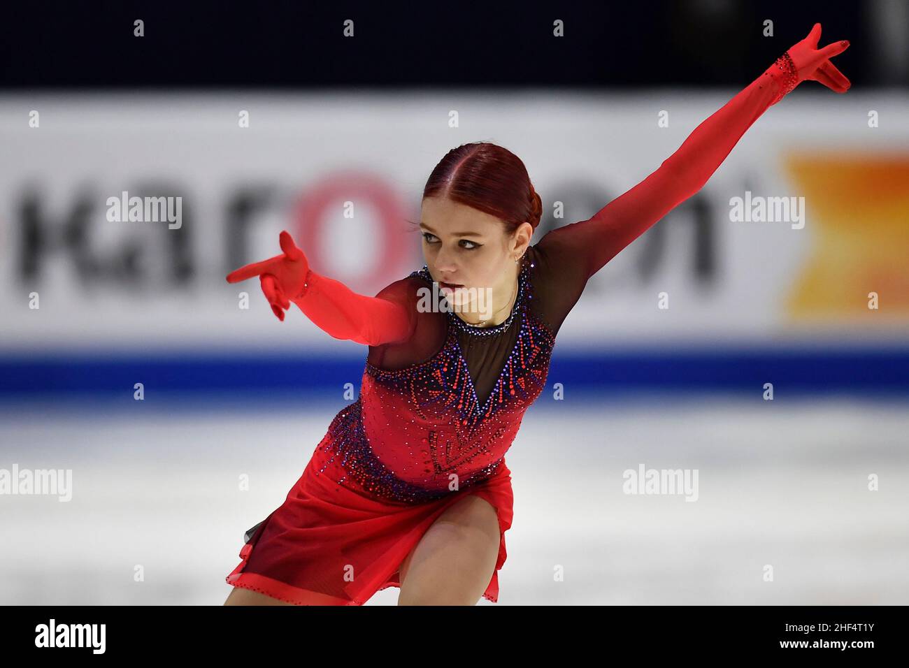 Tallinn, Estonia. 13th Jan, 2022. Alexandra Trusova of Russia performs