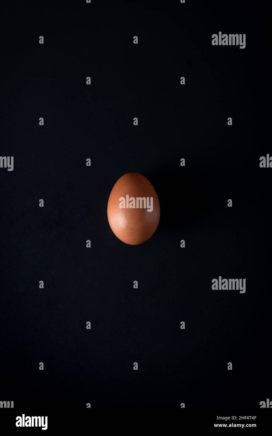 Brown egg on the black background Stock Photo - Alamy