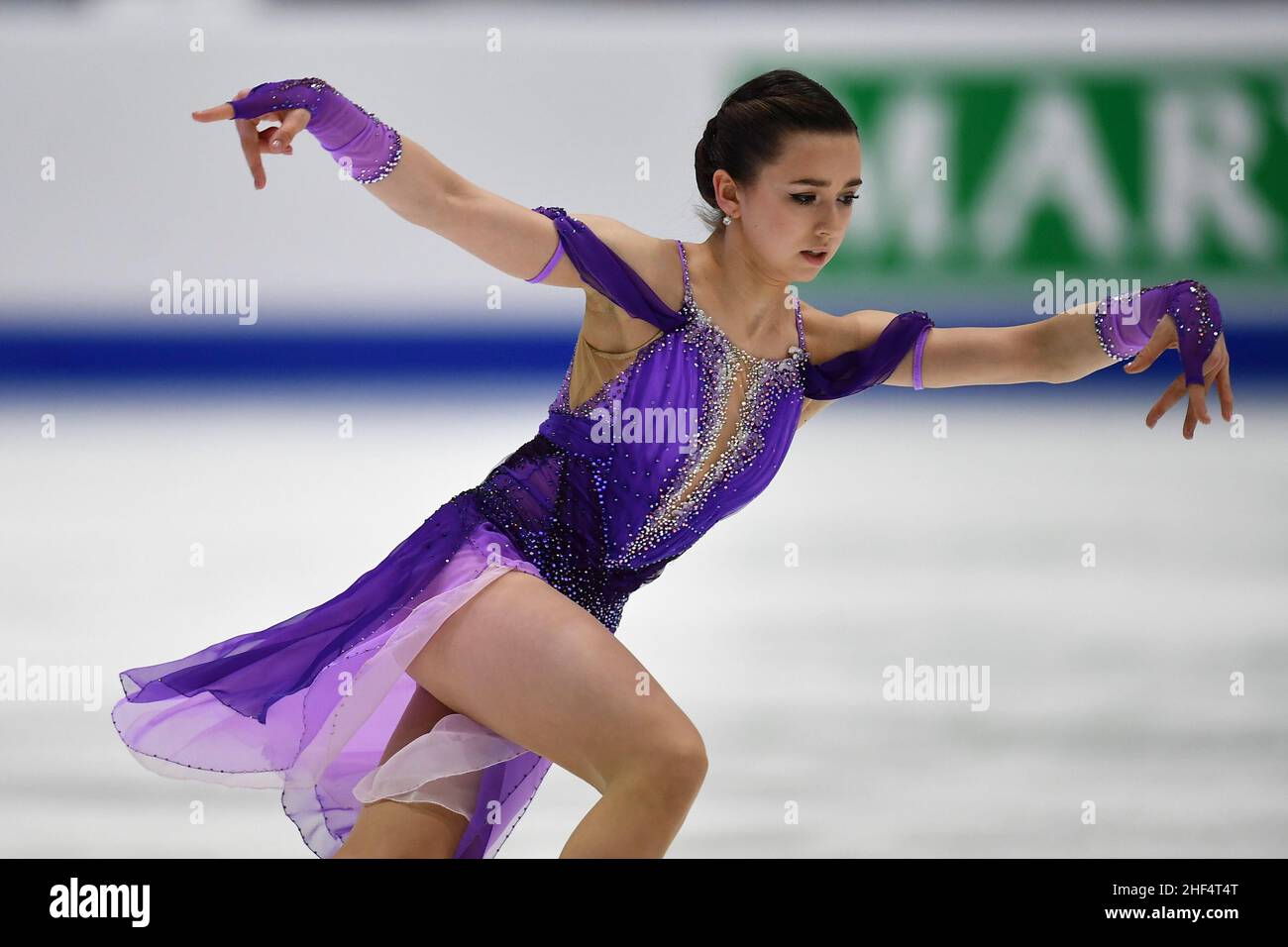 Tallinn, Estonia. 13th Jan, 2022. Kamila Valieva of Russia performs