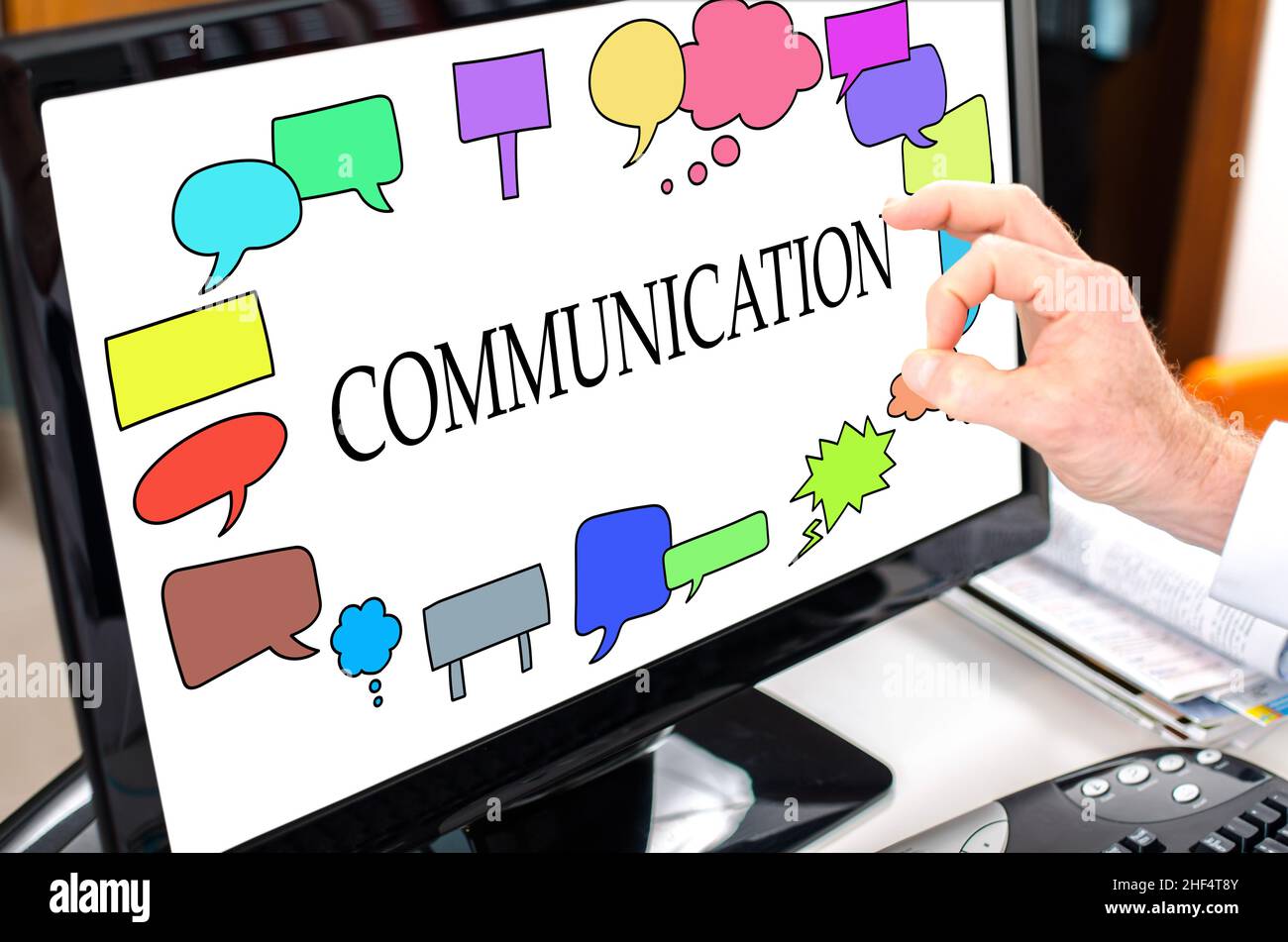 Communication concept shown on a computer screen Stock Photo - Alamy