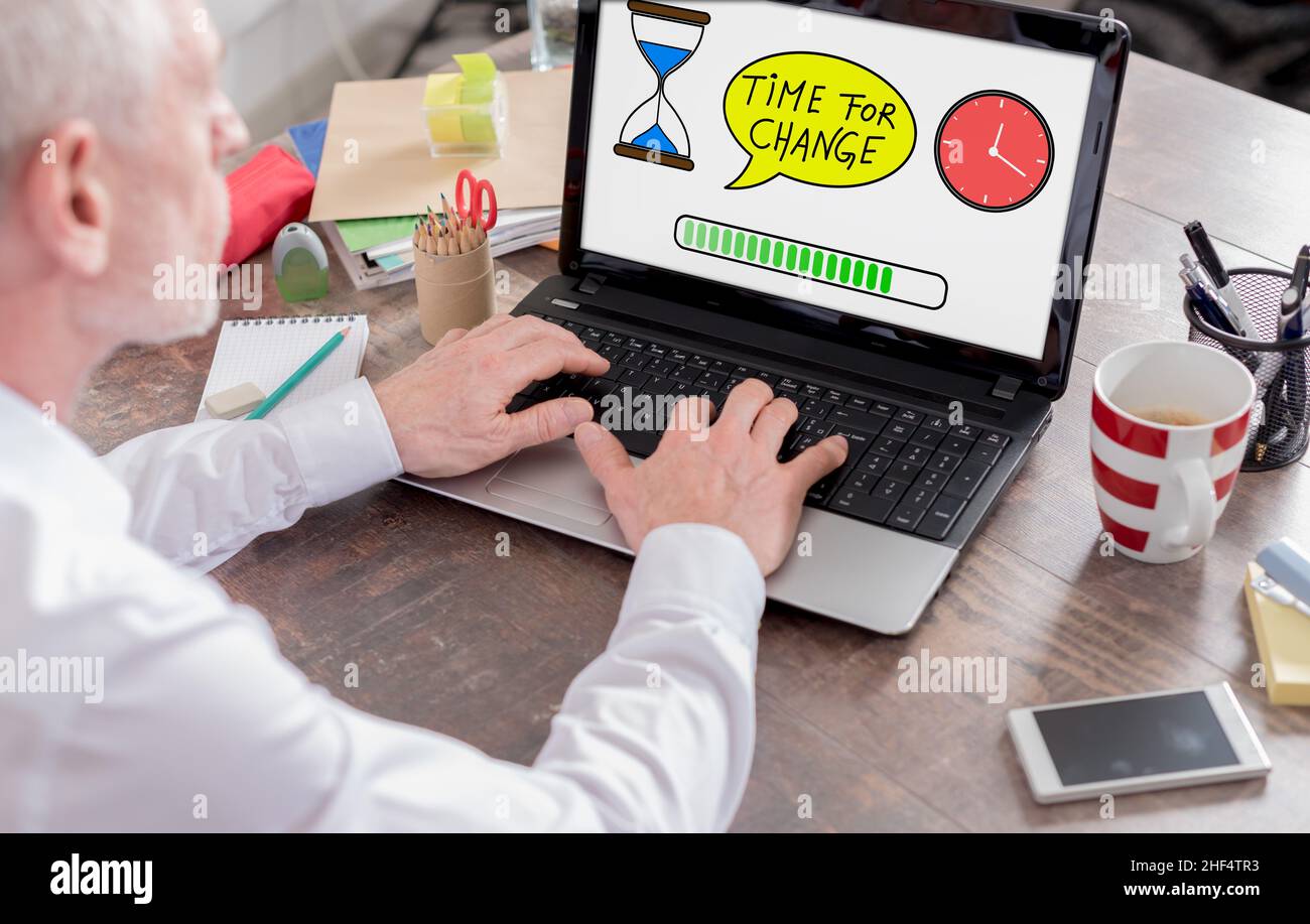 Time for change concept shown on a laptop screen Stock Photo