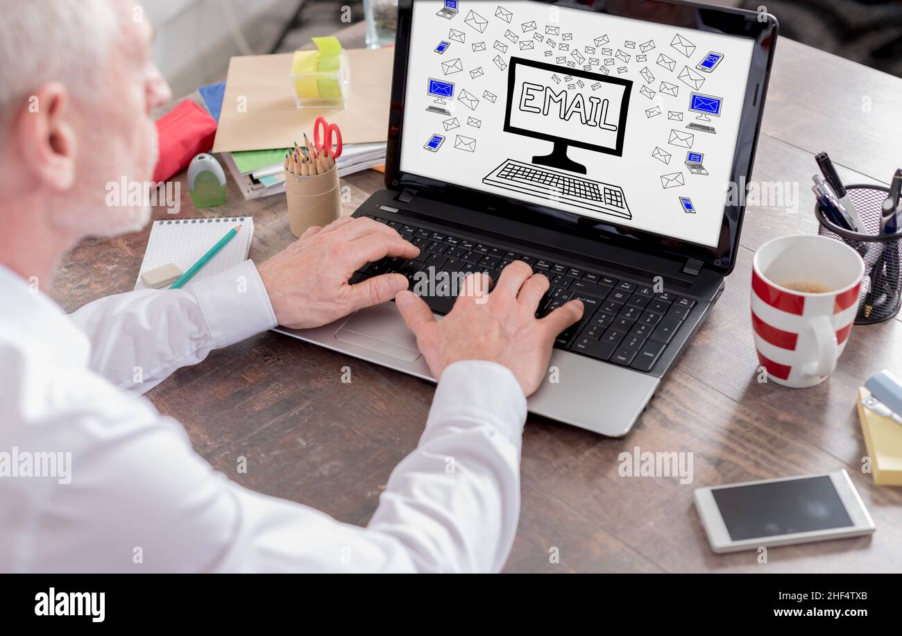 Email concept shown on a laptop screen Stock Photo