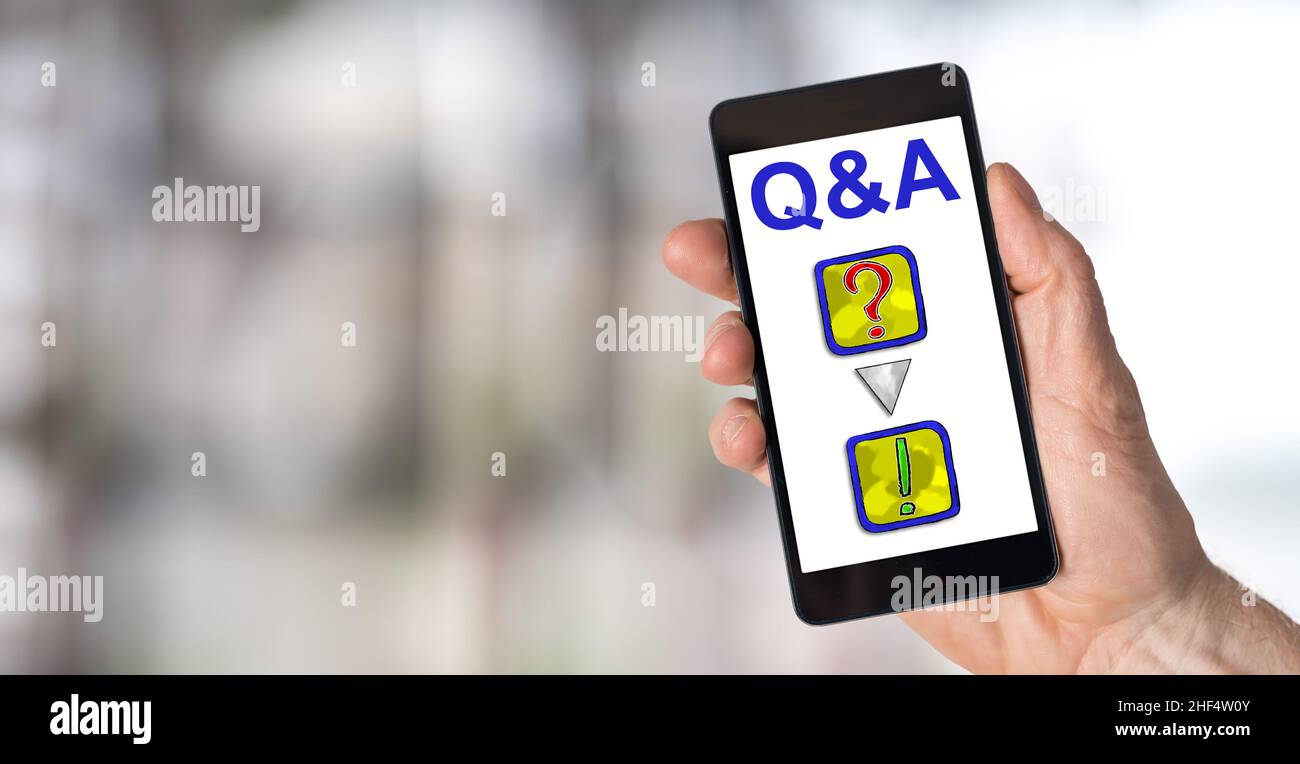 Smartphone screen displaying a q&a concept Stock Photo - Alamy