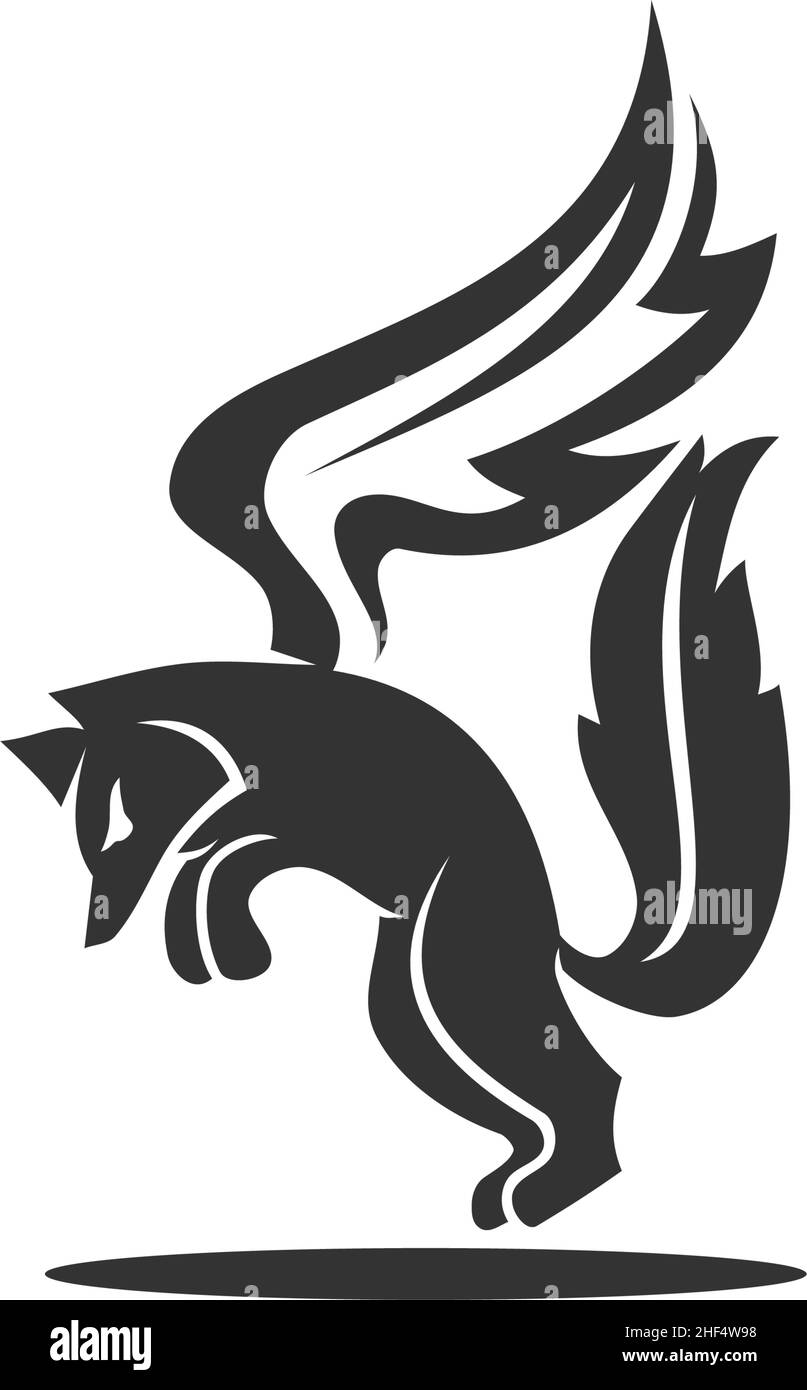 Fox wing Icon Illustration Brand Identity Stock Vector