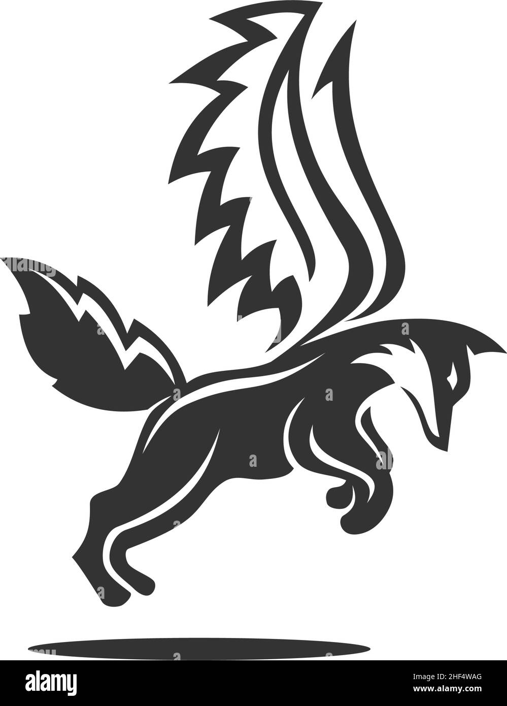 Fox Wing Jump Icon Illustration Brand Identity Stock Vector