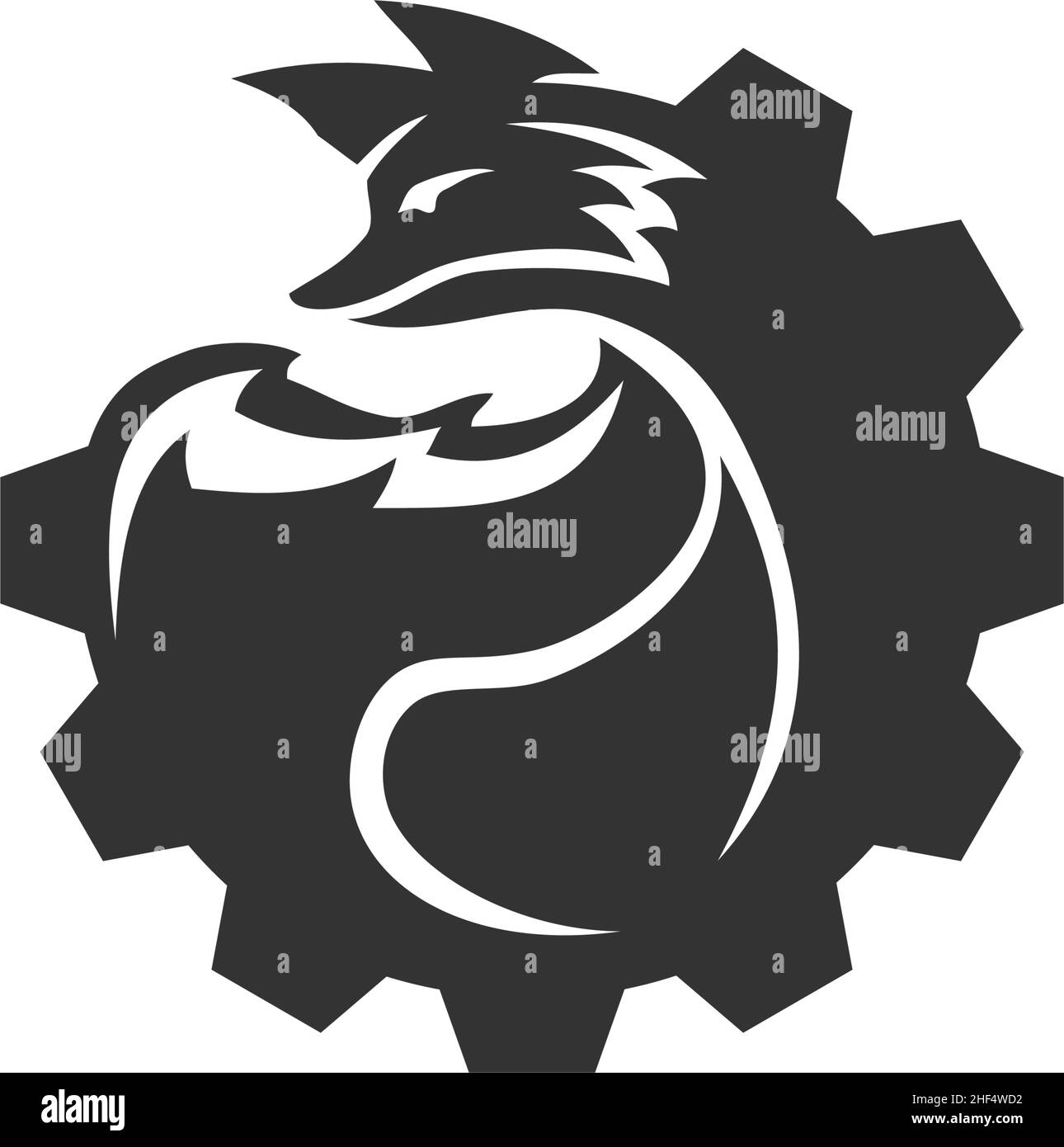 Fox Gear Icon Illustration Brand Identity Stock Vector Image & Art - Alamy