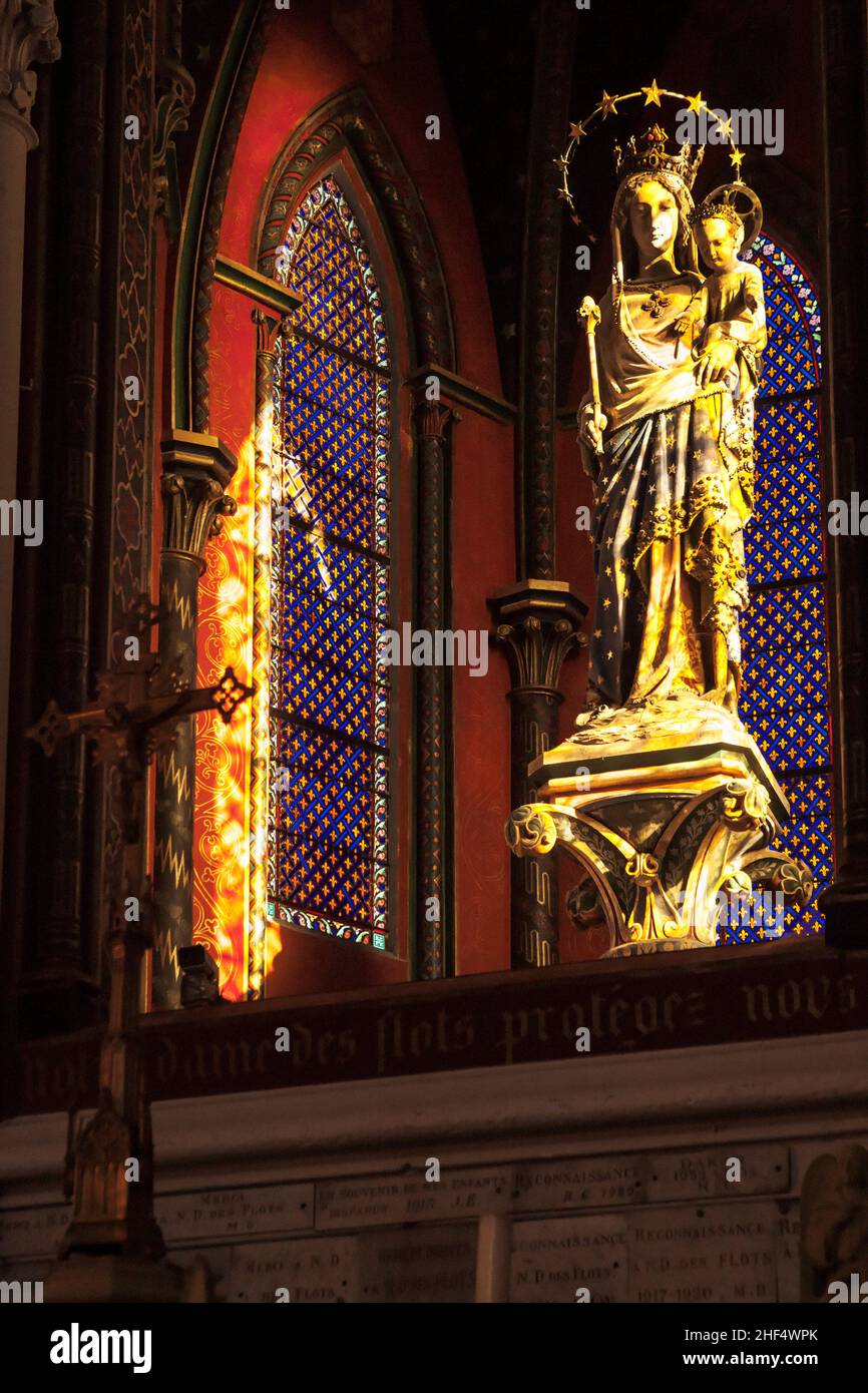 FRANCE SEINE-MARITIME (76) LE HAVRE. SAINTE ADRESSE, NOTRE DAME DES FLOTS CHAPEL Stock Photo