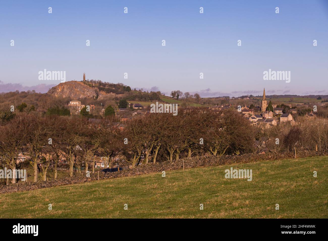 Crich Village, including Crich Stand, Derbyshire Stock Photo Alamy