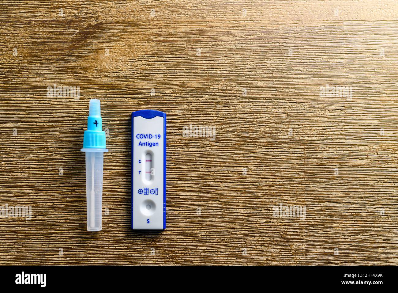 COVID-19 rapid antigen test provided by the Australian government and showing positive result Stock Photo