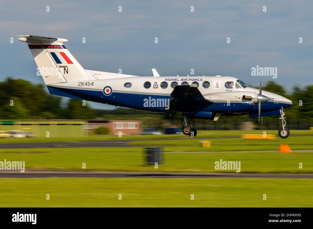 Royal Air Force RAF Beechcraft B200 King Air Plane ZK454 Flying At An Royal Air Force RAF Beechcraft B200 King Air Plane ZK454 Flying At An