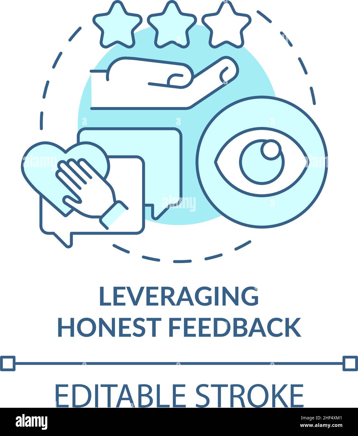 Leveraging honest feedback turquoise concept icon Stock Vector